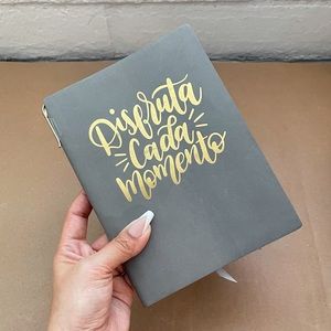 Gray Notebook Gold Lettering